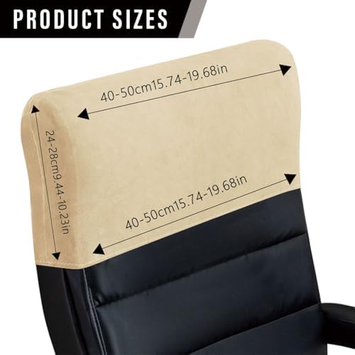 Stretch Office Chair Headrest Cover, Velvet Headrest Protector for Office Chairs, Head Rest Covers for High Back Computer Chairs, Furniture, Recliner Chair, 2 Pack, Light Gray