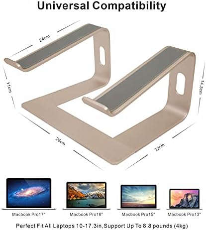 Laptop Stand, Ergonomic Aluminum Laptop Mount Computer Stand, Detachable Laptop Riser，Notebook Holder Stand All 10-17.3" Laptops（Gold）