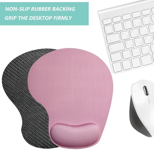 Mouse Pad with Wrist Support, Ergonomic Mouse Pads with Memory Foam Wrist Rest, Easy Typing Pain Relief, Comfortable Home Office Computer Wrist Support Pads for Working Studying Gaming, Pink