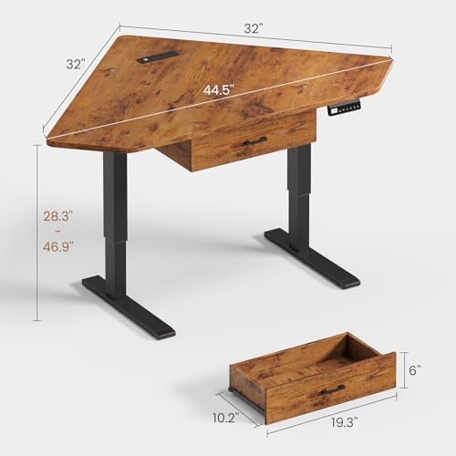 SEDETA Corner Electric Standing Desk with Drawer for Gaming, Small Space