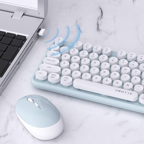 UBOTIE Colorful Wireless Keyboard and Mouse Combo (Green-White)