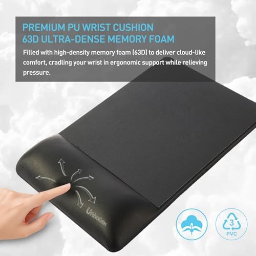 univo colors Design-Wave Wrist Rest Mouce Pad,PE Mouse Sliding Panel+Artificial Sheepskin+Memory Foam+Ergonomic+Anti-Slip Gel,Resilience Support During Work and Gaming,Mouce Accessory,Pink