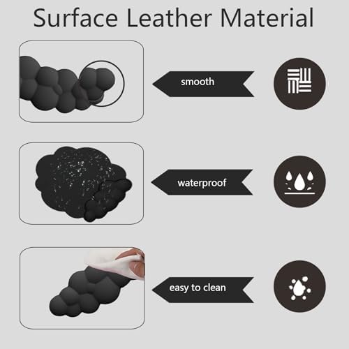 Cloud Wrist Rest Keyboard Ergonomic Wrist Pad for Keyboard and Mouse Coaster Cloud Mouse Pad Set Leather PU Non-Slip Wrist Rest Support for Computer Laptop Gaming Mac Home Office Relief Pain Black