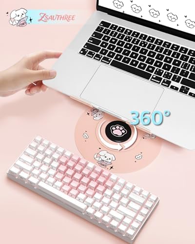 Upgraded Pink Swivel Laptop Stand - 360° Rotating Base & Foldable|Cute Dog Patterns for Healing Vibe|Fits MacBook & 13-15" Laptops|Ideal for Desk Work,Office,Travel,Home,Painting