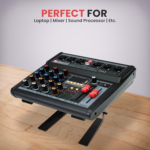Pyle Portable Adjustable Laptop Stand - Anti-Slip Standing Table Monitor or Computer Desk Workstation Riser with Level Height Alignment for DJ, PC, Gaming, Home or Office