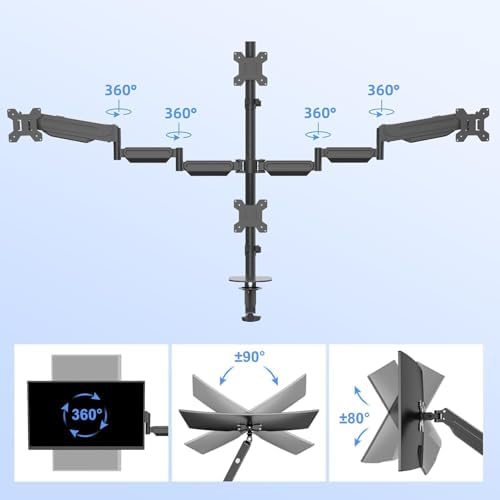 Pholiten Quad Monitor Arm Desk Mount for Max 32" Screens