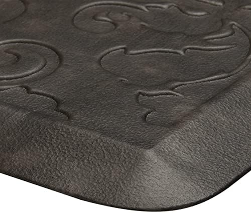 Chef Gear - Anti-Fatigue Wellness Kitchen Mat - Marni Design - Cushioned Comfort Chef Mat - Faux Leather - Cooking & Standing Relief -Skid-Resistant - Measures 17.5"x32" - Dark Grey
