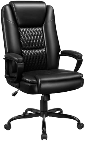 Executive Office Chair, High Back Ergonomic Desk Chair with Lumbar Support, Adjustable Big and Tall Computer Chair, 360° Swivel, PU Leather, Black