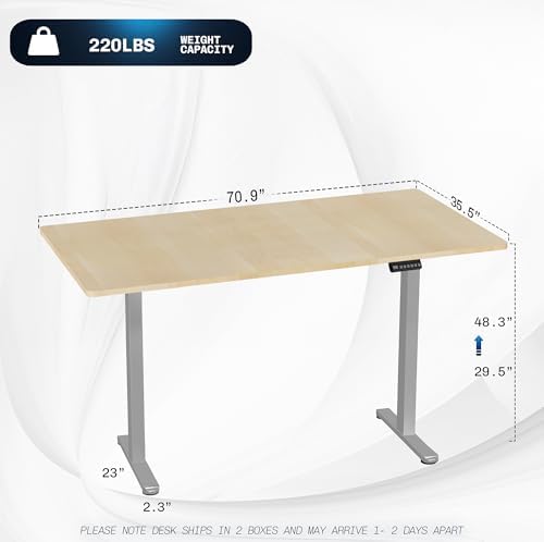 VIVO Light Wood 71 x 36 in Standing Desk, DESK-KIT-E2G7C-36