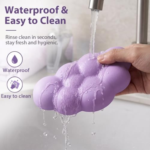 Cloud Wrist Rest Cushion for Mouse Ergonomic Soft PU Leather Memory Foam Wrist Pain Relief Mouse Wrist Support Pad with Anti-Skid Base for Office School Home Laptop & Computer Mouse (Purple)