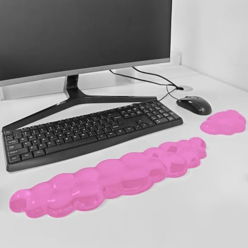 Gel Cloud Keyboard & Mouse Wrist Rest Cloud Wrist Rest Ergonomic Keyboard and Mouse Pad Support for Pain Relief Office Computer Laptop Gaming. (Pink)