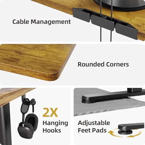 INNOVAR Electric Height Adjustable Standing Desk, 48x24 Inch, Rustic Brown