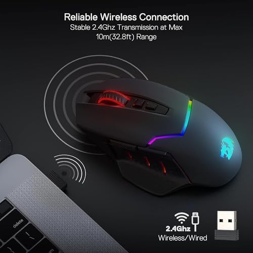 Redragon M690 PRO Wireless RGB Gaming Mouse 8000 DPI Remapping Keys