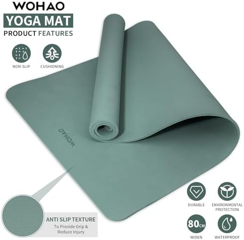 Extra Wide & Thick 8mm Yoga Mat, 72"x31.5"