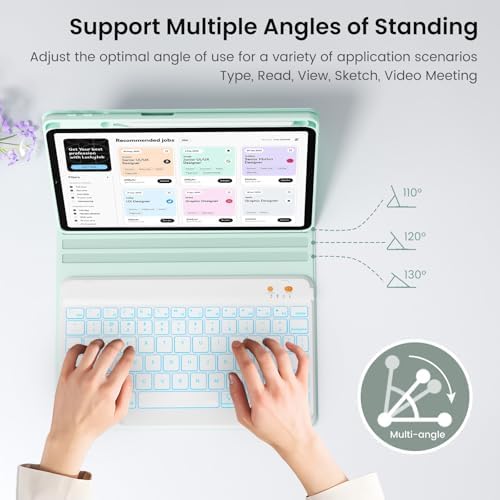 Keyboard case for ipad Air 11 inch(M2 2024)/10.9 Inch Air 5th 4th Generation & iPad Pro 11 inch (1st/2nd/3rd/4th Gen)-Backlit Detachable Keyboard, Folio Cover with Upper Easily Pencil Holder-(Green)