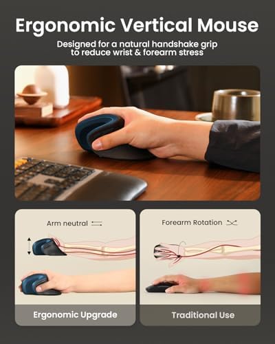 ProtoArc EM11 NL Wireless Ergonomic Mouse, Rechargeable Vertical Mouse