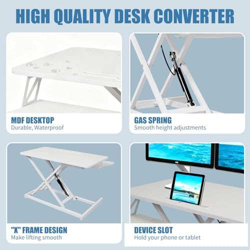 Standing Desk Converter, Height Adjustable, Dual Monitor with Keyboard Tray