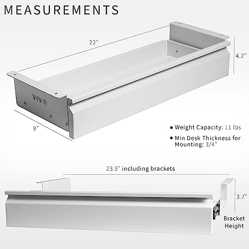 VIVO White 22 x 9 inch Under Desk Slide Out Drawer, DESK-AC03A-22W