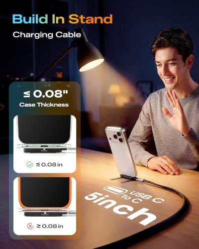LOOHOI 240W Fast Charging USB-C to USB-C Cable with Built-in Phone Stand