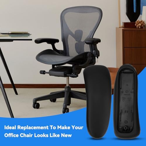 Chair Armrest Replacement Arm Pads Caps for Herman Miller Remastered Aeron Chair – Compatible with Remastered Version Only, Black 1 Pair(Not for Classic Aeron)