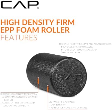 CAP 12-Inch Firm High-Density Foam Roller, Exercise & Recovery Massage, Black