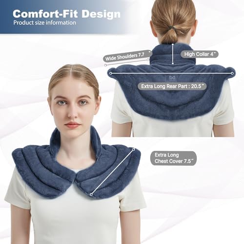MORLIDEN Neck Heating Pad Microwavable for Shoulders, Warmer Wrap Microwave Heating Pad for Neck and Shoulders for Pain Relief (Navy Blue)