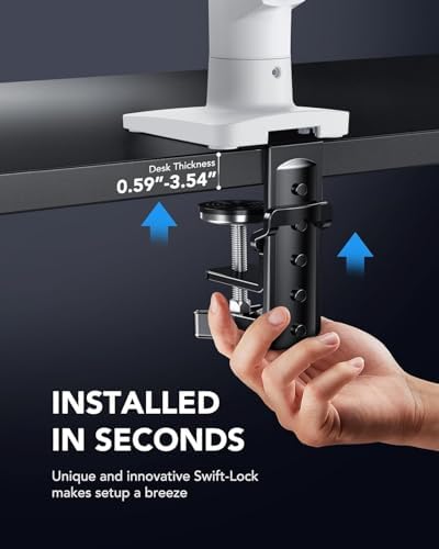 HUANUO Single Monitor Mount, 13 to 32 Inch Gas Spring Monitor Arm, Adjustable Stand, Vesa Mount with Clamp and Grommet Base - Fits 4.4 to 19.8lbs LCD Computer Monitors (Pack of 2)