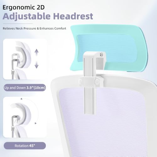 Ergonomic Mesh Office Chair with 2D Adjustable Headrest and Lumbar Support