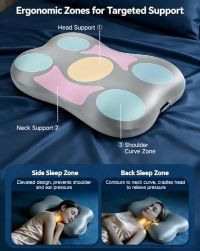Cervical Neck Pillow for Sleeping, Memory Foam Pillows, Space Grey
