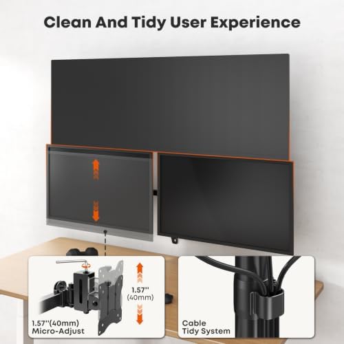 PUTORSEN Triple Monitor Wall Mount for Up to 49" Screens, Holds 44 lbs