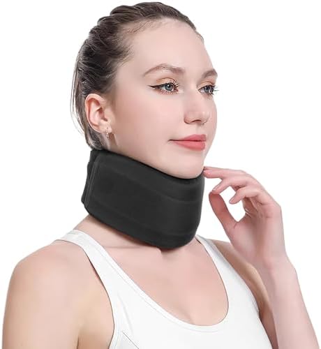 CozyHealth Neck Brace for Neck Pain and Support, Soft Neck Support Relieves Pain & Pressure in Spine for Women & Men, Wrap Align Stabilize Vertebrae Foam Cervical Collar for Sleeping (Black, XS, 2.5" Middle Height)