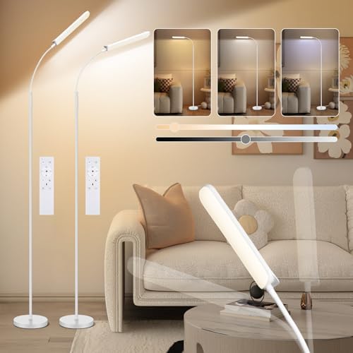 FRIDEKO HOME 2 Pack Floor Lamps for Living Room Reading Light, 1800LM White