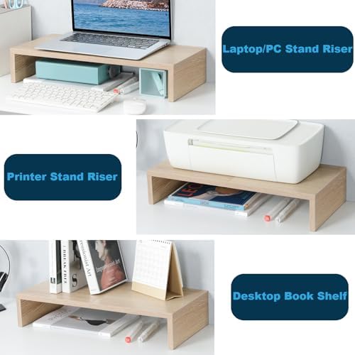 TEAMIX 20 inch Wood Monitor Stand Riser, Wooden Desktop Stand Shelf, Maple