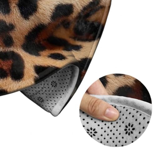 Large Home Decor Mat, Soft Round Yoga Carpet, Non Slip Machine Washable Kitchen Office Circle Rug Cheetah Leopard Print
