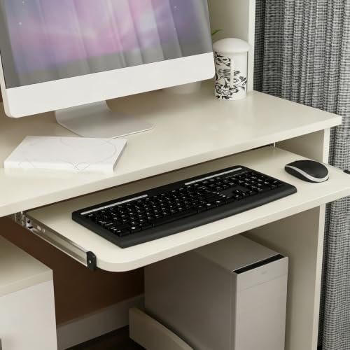 FAVOMOTO 14" Keyboard Drawer Slides - Heavy Duty Ball Bearing Keyboard Slides Under Desk Rails Rack Tray Accessories for Cabinet Furniture Hardware Rails