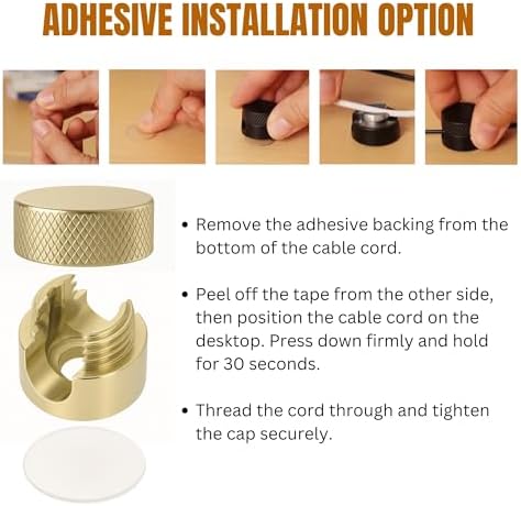 3PCS Premium Cord Holder for Nightstand, Computer Cord Organizer for Desk, Appliance Cord Organizers, Stick-On Cable Clip for Charger, Laptop, USB, Headphones, Wire Management Set, Gold