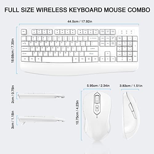 QUASIO Wireless Keyboard Mouse Combo, Windows & Mac Compatible (White)