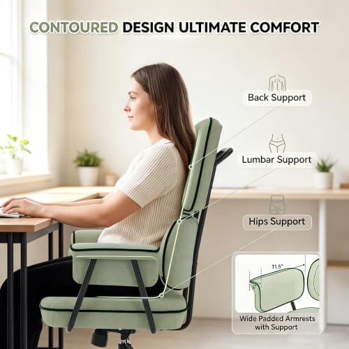 Ergonomic Office Chair, Mid Century Modern Desk Chair, Vintage Green