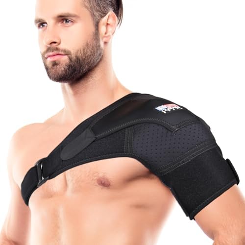 Shoulder Brace for Men and Women Rotator Cuff - for Bursitis, Dislocated AC Joint, Labrum Tear, Tendonitis,Neoprene Compression Support Sleeve for Left and Right Hand (Black L-XL)