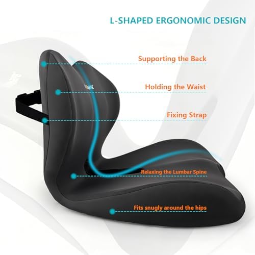 Ergonomic Memory Foam Seat Cushion with Strap for Office Chair (Dark Grey)