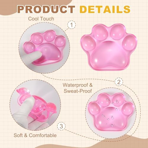 PATIKIL Gel Wrist Rest, Wrist Support for Mouse Dog Paw Shape Ergonomic Mouse Pad Soft Silicone Support Comfortable Cushion for Computer Gaming Office Home, Pink