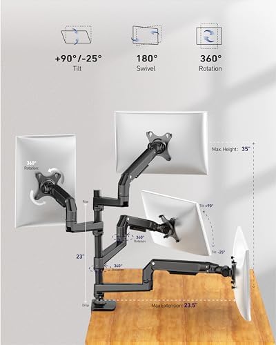 Heavy Duty Quad Monitor Mount, 4 Monitor Arm for 13-40 Inch Screens, Black