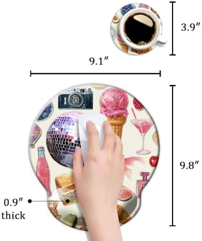 Ergonomic Mouse Pad with Wrist Support,Mouse Pad with Wrist Rest,Relieve Wrist Pain Mousepad Non-Slip Rubber Base,Mouse Pads for Desk,Computers,Laptop,Office,Home,Accessories Pink Stickers