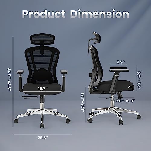 Mesh High Back Home Office Desk Chair, 350lb Capacity, Reclining