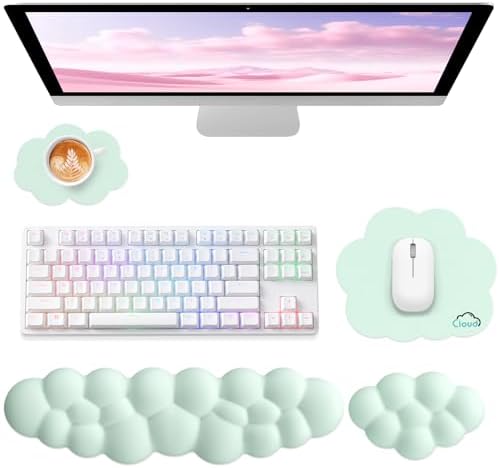 Sushret Cloud Wrist Rest for Computer Keyboard and Mouse Pa, Light Green