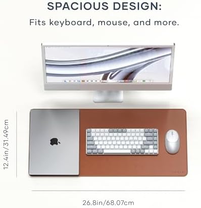 Satechi Vegan-Leather Desk Mat, Scratch and Water Resistant, Brown