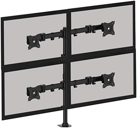Kantek Quad Monitor Arm, Stand Mounts 4 Screens up tp 27", 4 Articulating Adjustable Arms Hold 18lbs, Desk and Grommet Mount, Cable Management, VESA
