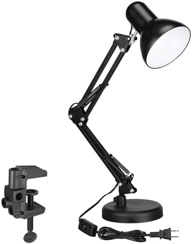 TORCHSTAR Metal Desk Lamp, Adjustable Swing Arm, E26, Black