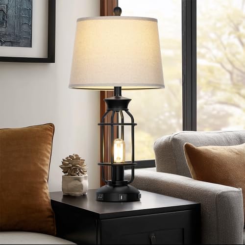 Lolikit 28" Farmhouse Table Lamps for Living Room Set of 2, Bedside Lamps