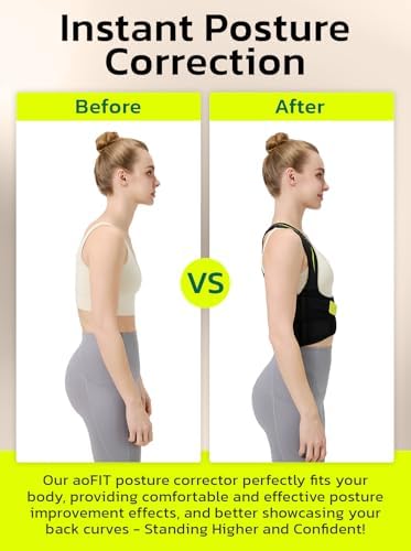 AOFIT Posture Corrector for Women, Adjustable Upper Back Brace Black L